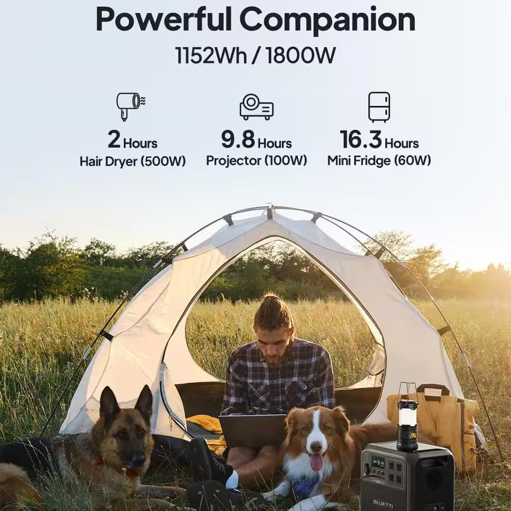 1800W Continuous/2700-Watt Peak Output Power Station AC180 Push Button Start Lifepo4 Battery Solar Generator for Outdoor