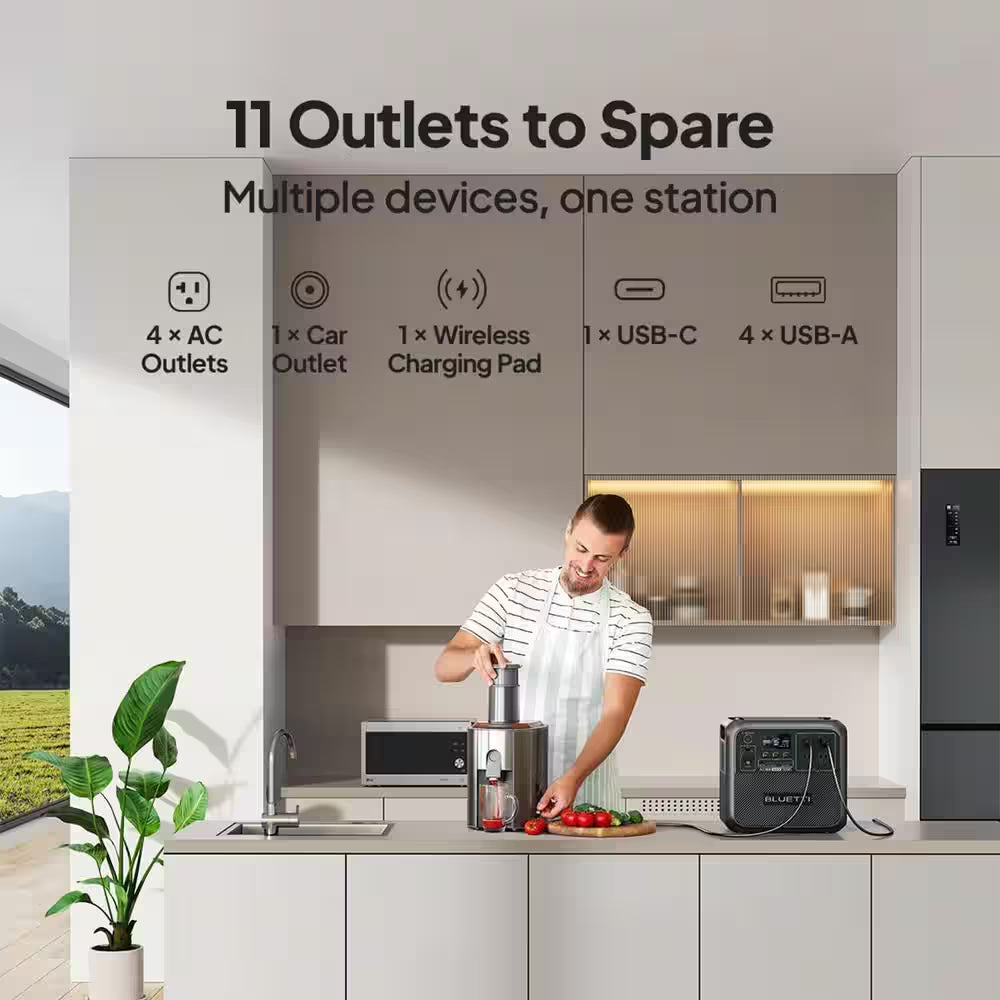 1800W Continuous/2700-Watt Peak Output Power Station AC180 Push Button Start Lifepo4 Battery Solar Generator for Outdoor